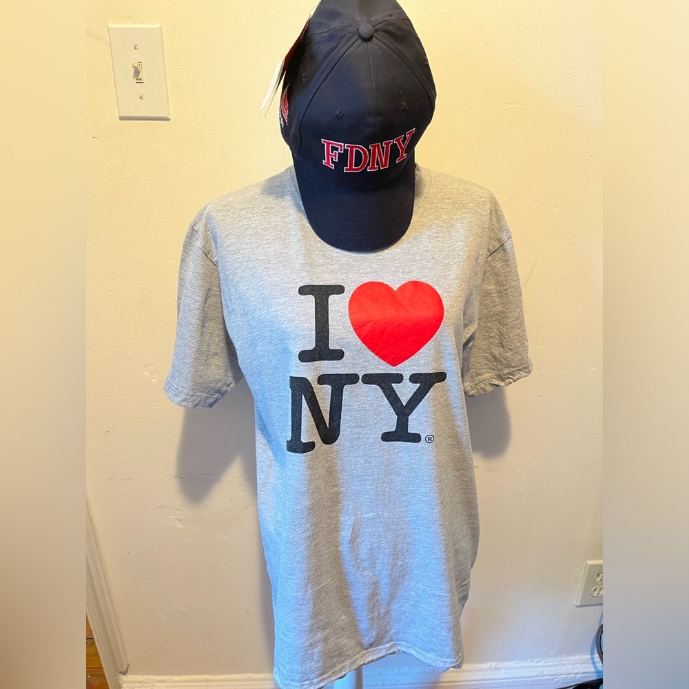 FDNY Fire Zone Hat Authentic NWT’s+I ❤️NY Official Licensed Product T Shirt